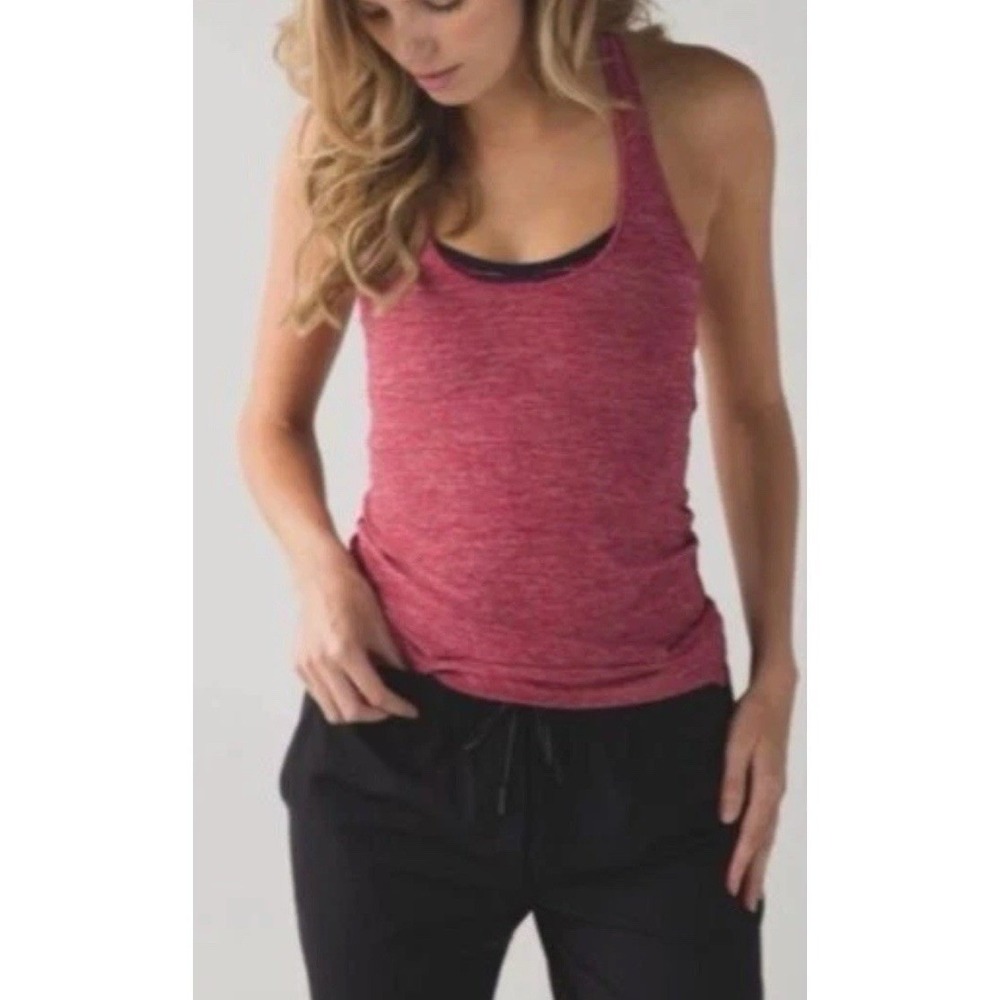 Lululemon Cool Racerback in Heathered Cranberry Size approx. 4/6 Bust 27.5"